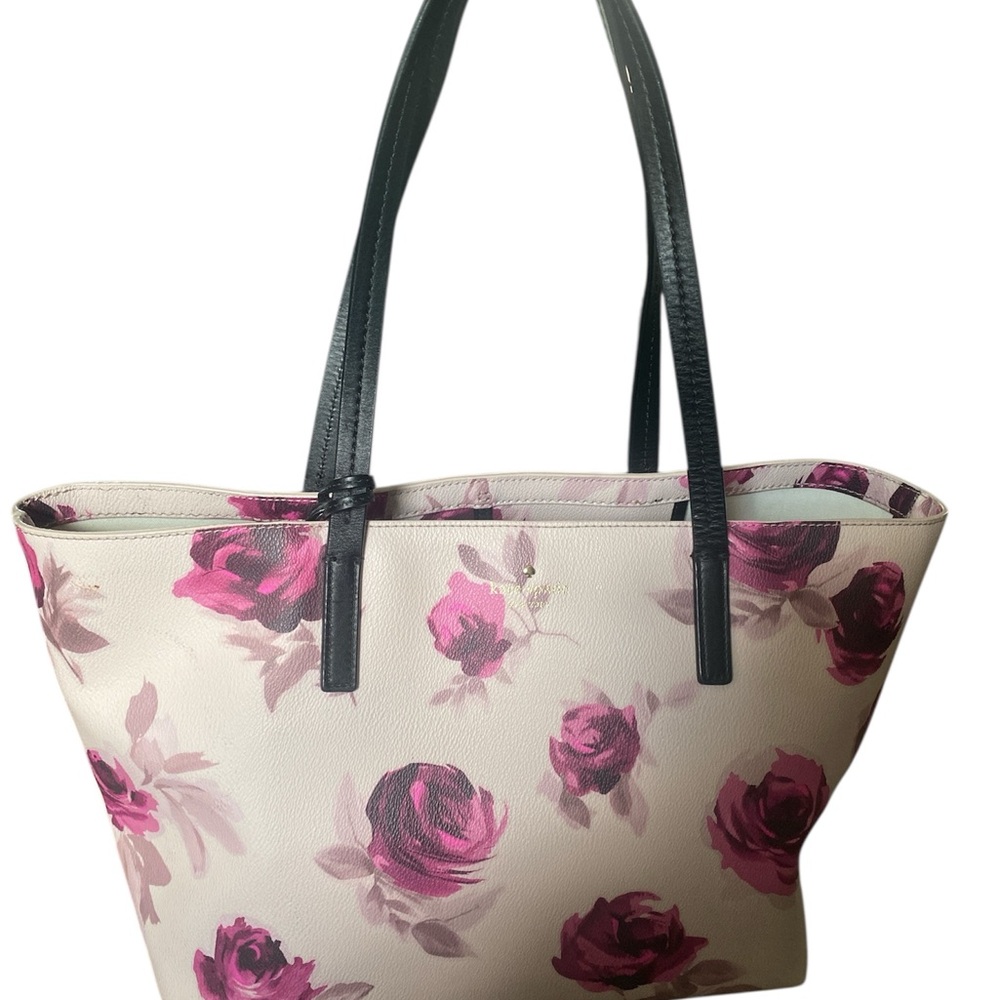 Kate Spade New York Floral Tote Bag with Black Straps